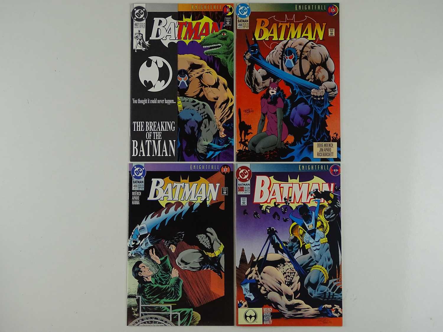 BATMAN #497, 498, 499, 500 - (4 in Lot) - (1993 - DC) - Classic Cover + Classic 'Breaking of the Bat