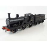 A kit built finescale O Gauge ex-MR class 2 2-4-0 steam locomotive in LMS black livery numbered