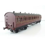 A kit built finescale O Gauge LMS Period 3 brake end coach - built to a good standard - some paint