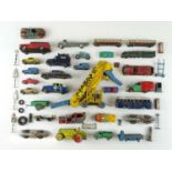 A large group of playworn unboxed diecast cars/vans etc mostly by DINKY - P/F (approx. 30+)