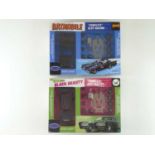 A pair of POLAR LIGHTS 1:32 scale slot car racing plastic/metal kits comprising a Batmobile and a