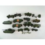 A mixed group of playworn military vehicles mostly by DINKY, unboxed - P/F (approx. 16)