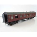 A kit built finescale O Gauge LMS brake composite coach - built to a good standard, missing some