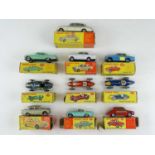 A mixed group of DINKY cars, some with playwear (and overpainting) - P/G in F boxes (10)