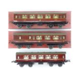 A group of HORNBY O Gauge No.2 Corridor coaches in LMS maroon, two in original boxes - F/G in F/G