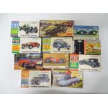 A group of unbuilt/partially built 1:32 scale plastic car kits, various examples by AURORA, PYRO &