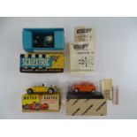 A group of 1:32 scale vintage slot racing cars comprising a SCALEXTRIC Aston Martin, an AIRFIX