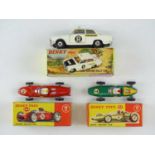 A group of DINKY racing cars comprising a 212 Ford Cortina Rally Car, a 242 Ferrari and a 243