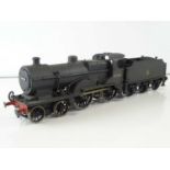 A kit built finescale O Gauge class 2P 4-4-0 compound steam locomotive in BR weathered black