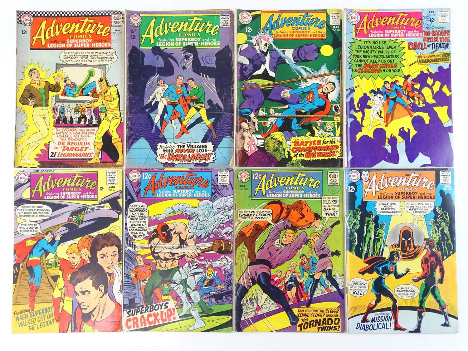 ADVENTURE COMICS: SUPERBOY & THE LEGION OF SUPER-HEROES #348, 361, 366, 367, 371, 372, 373, 374 - (8