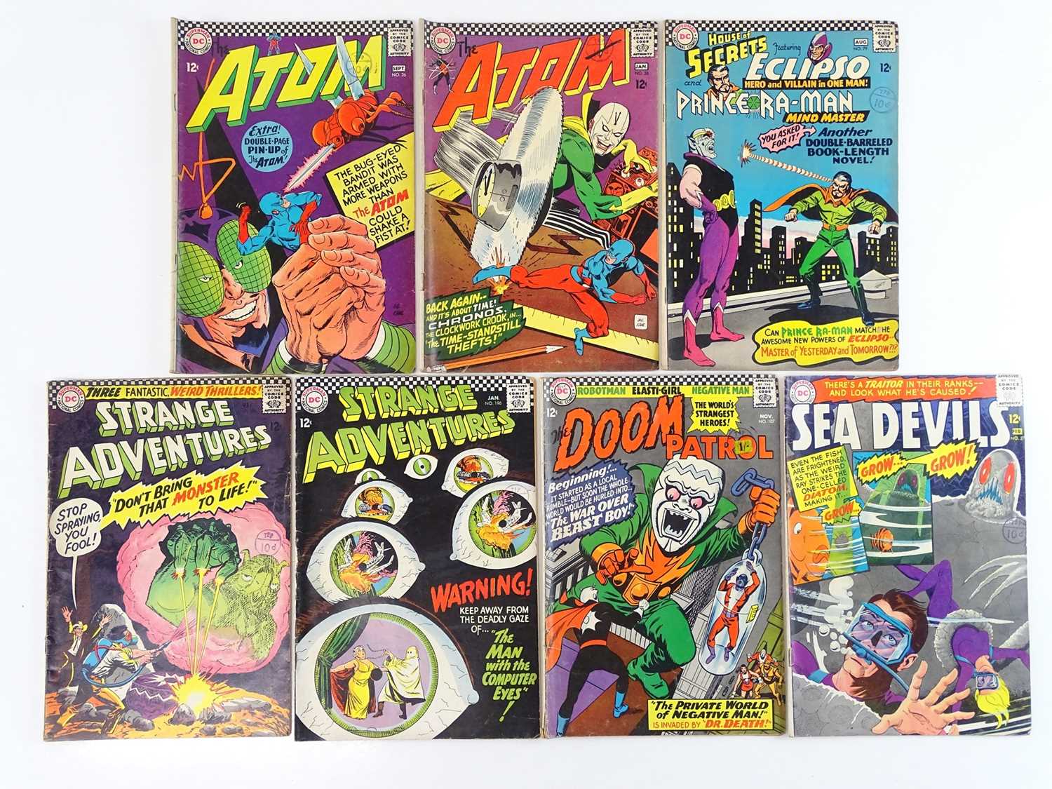 ATOM + HOUSE OF SECRETS + STRANGE ADVENTURES + DOOM PATROL + SEA DEVILS LOT - (7 in Lot) - (DC -