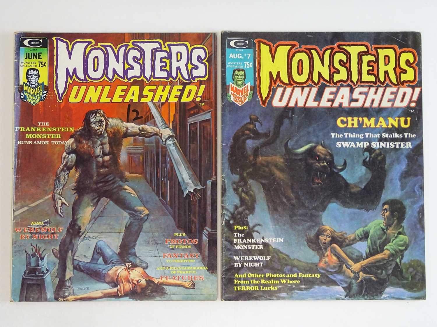 MONSTERS UNLEASHED #6 & 7 - (2 in Lot) - (1974 - MARVEL) Scarce Magazine Format - Includes