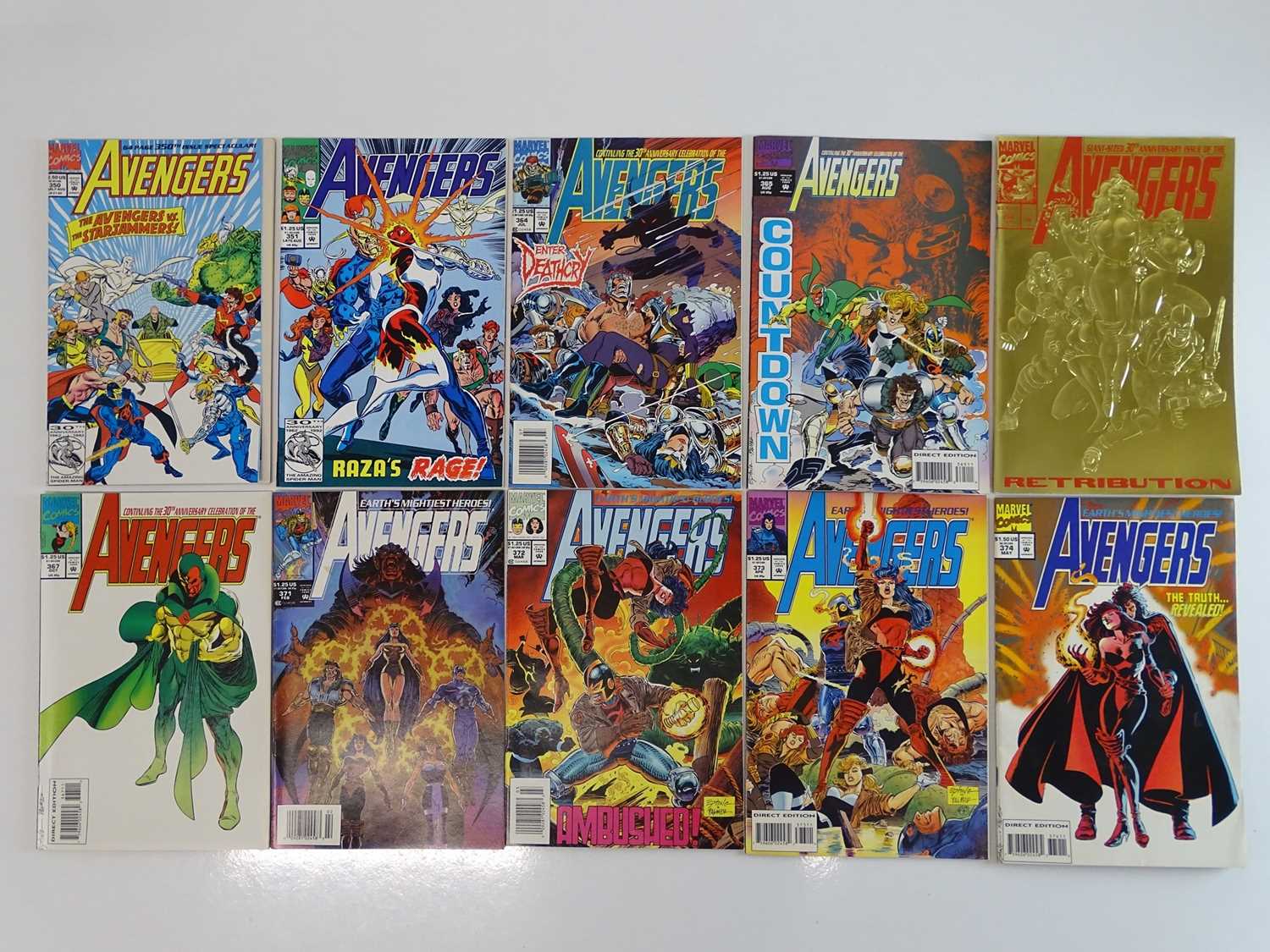 AVENGERS #350, 351, 364, 365, 366, 367, 371, 372, 373, 374 - (10 in Lot) - (1992/94 - MARVEL) -