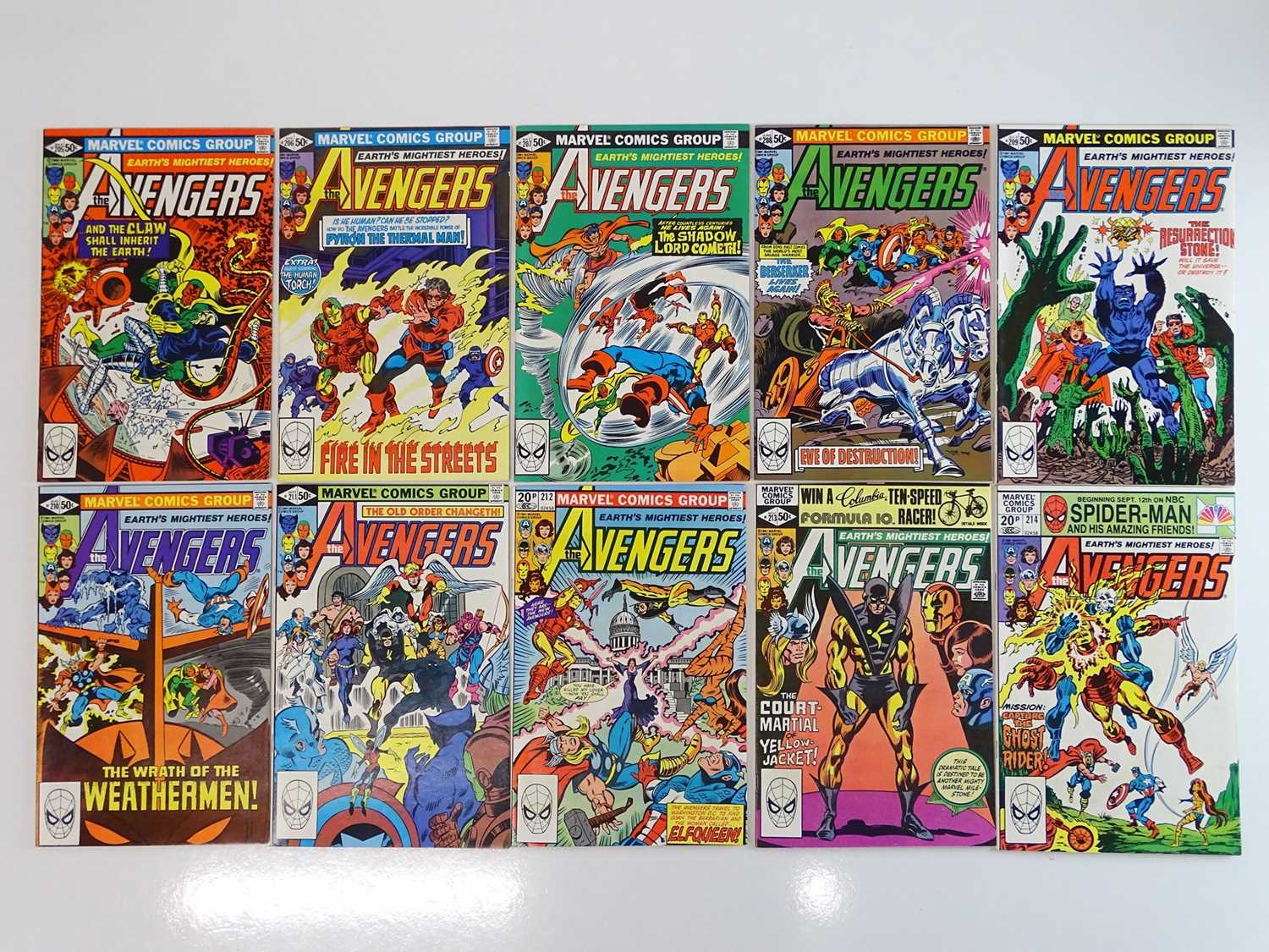 AVENGERS #205, 206, 207, 208, 209, 210, 211, 212, 213, 214 - (10 in Lot) - (1980/81 - MARVEL) -