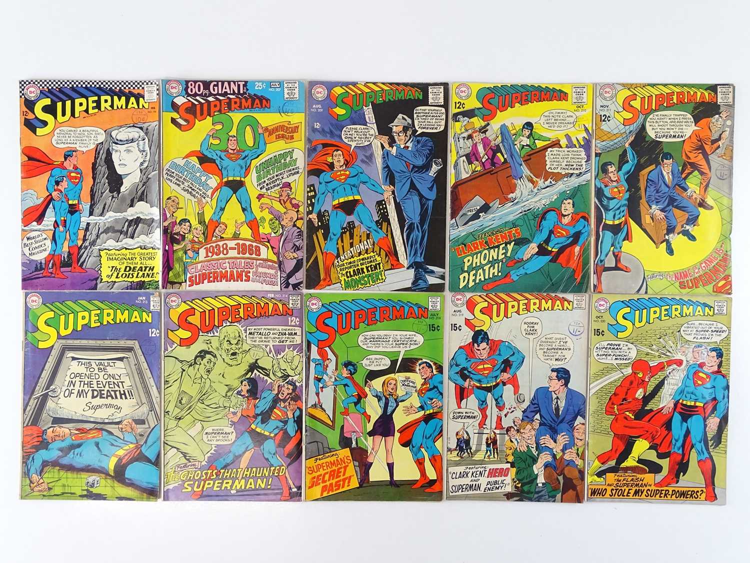 SUPERMAN #194, 207, 209, 210, 211, 213, 214, 218, 219, 220 - (10 in Lot) - (1967/69 - DC - UK