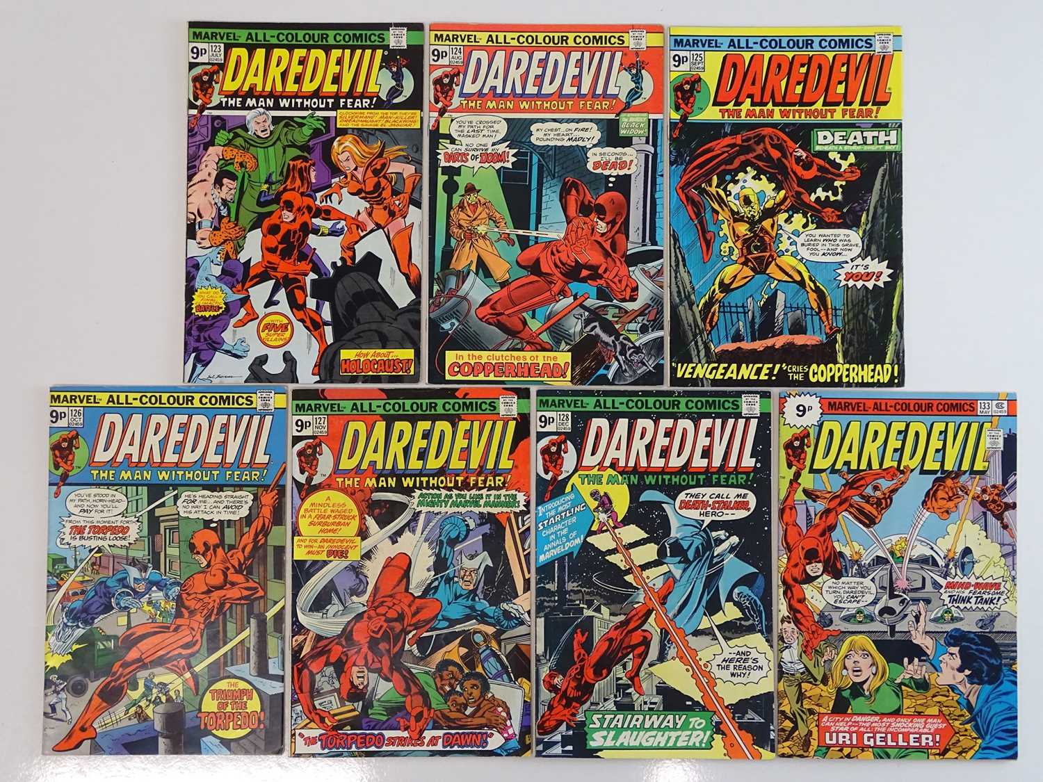 DAREDEVIL #123, 124, 125, 126, 127, 128, 133 - (7 in Lot) - (1975/76 - MARVEL - UK Price