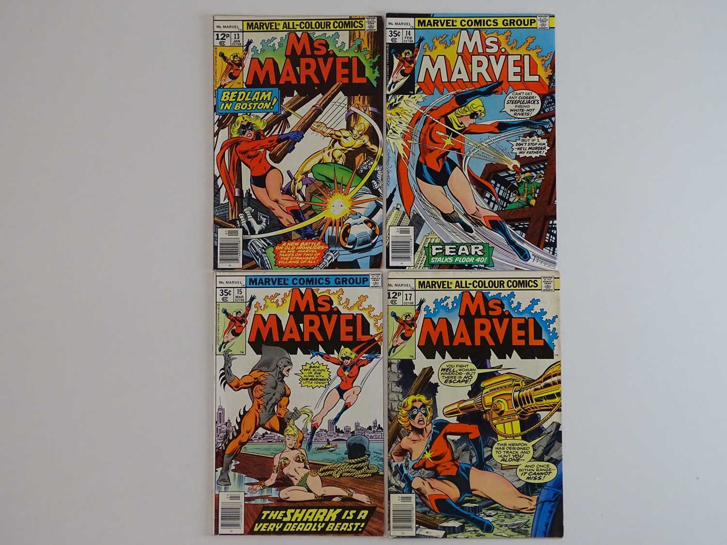 MS. MARVEL #13, 14, 15, 17 - (4 in Lot) - (1977/78 - MARVEL - US Price & UK Price Variant) -