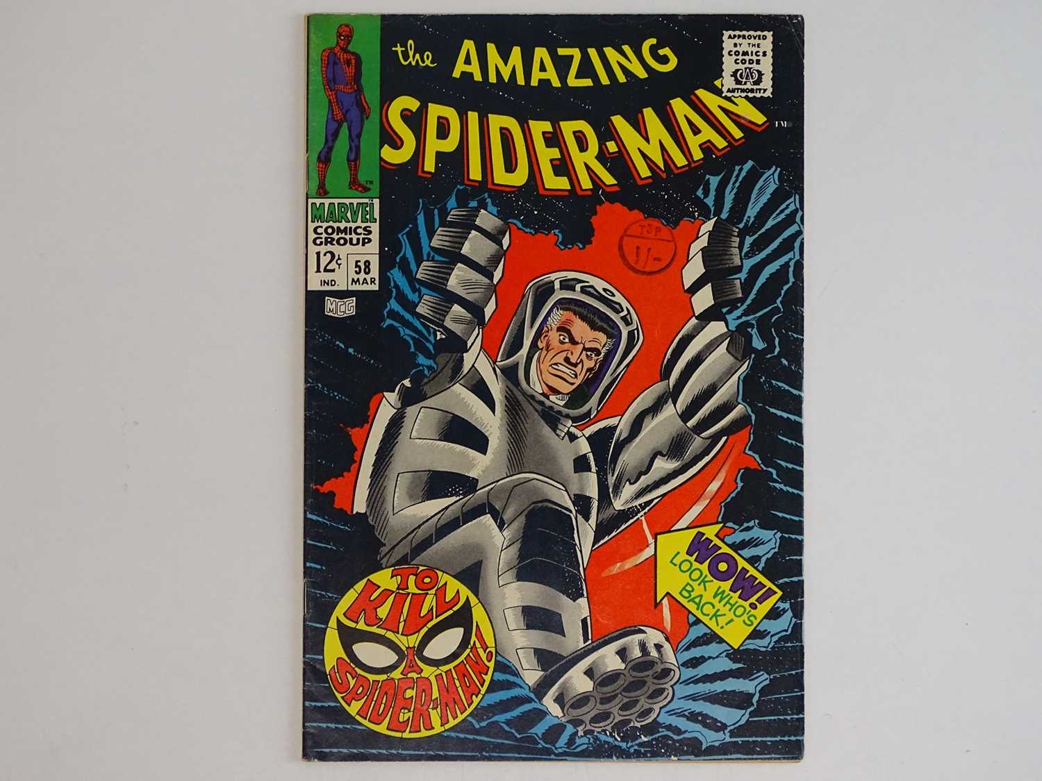 AMAZING SPIDER-MAN #58 - (1968 - MARVEL - UK Cover Price) - J. Jonah Jameson with Professor Smythe