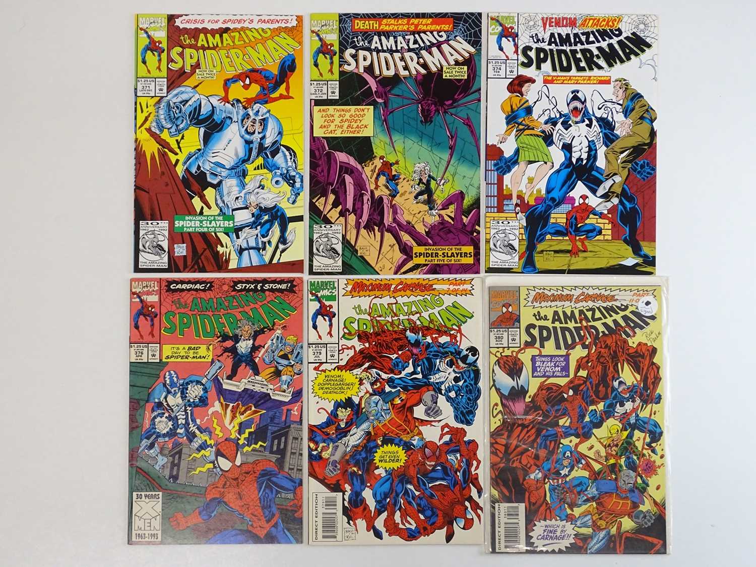 AMAZING SPIDER-MAN #371, 372, 374, 376, 379, 380 - (6 in Lot) - (1992/93 - MARVEL) - Includes