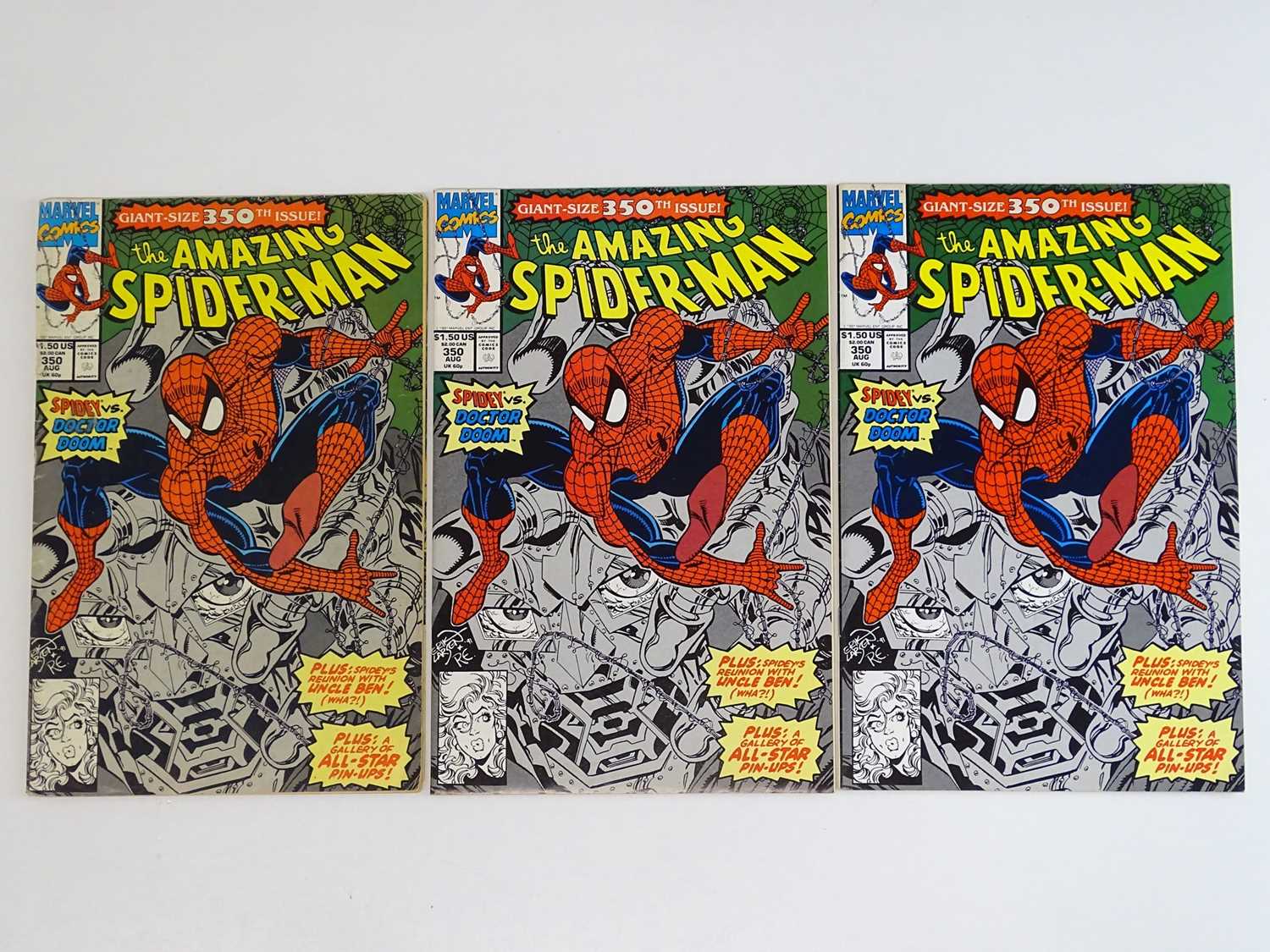 AMAZING SPIDER-MAN #350 - (1992 - MARVEL) - 3 x Issues of #350 - Doctor Doom and Black Fox