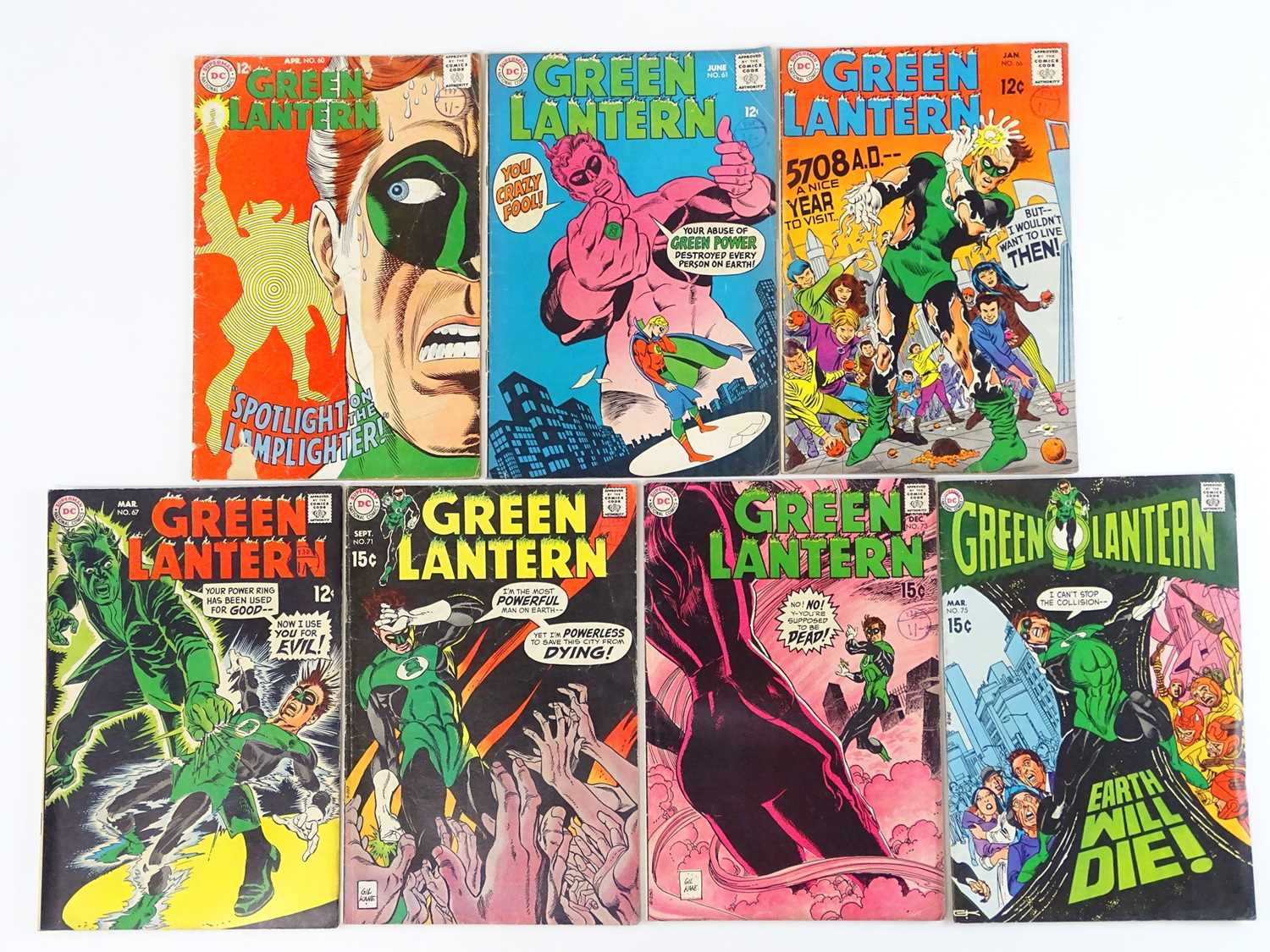 GREEN LANTERN #60, 61, 66, 67, 71, 73, 75 - (7 in Lot) - (1968/70 - DC - UK Cover Price) -