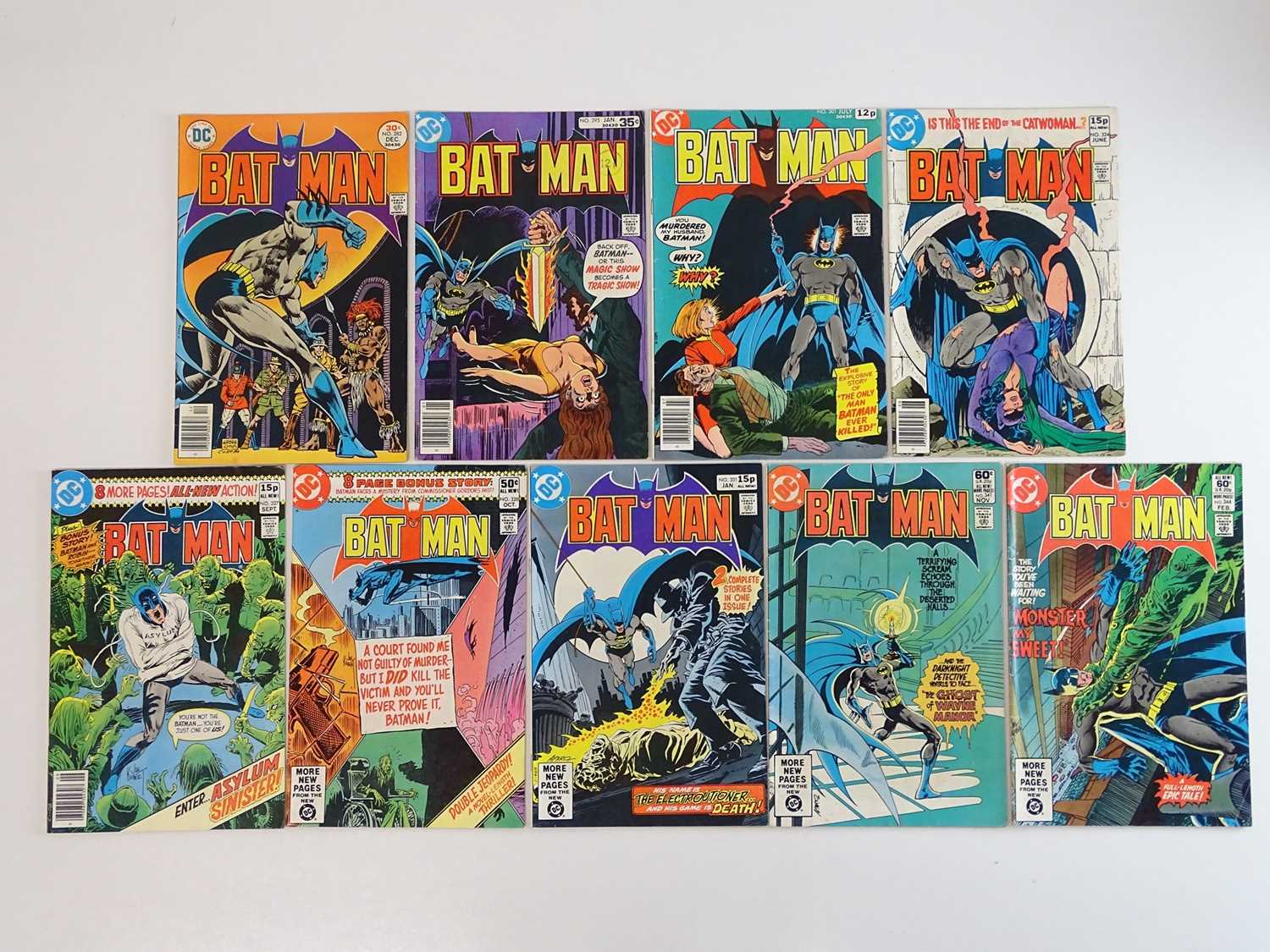 BATMAN #282, 295, 301, 324, 327, 328, 331, 341, 344 - (9 in Lot) - (1976/82 - DC- US Price, UK Cover