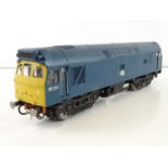 A finescale O gauge kitbuilt class 25 diesel locomotive in BR blue numbered 25281, with Delrin drive