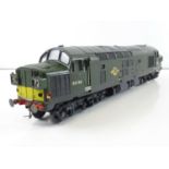 A finescale O gauge kitbuilt class 37 diesel locomotive in BR green numbered D6708, with Delrin