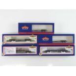 A group of BACHMANN OO gauge Bogie Well and Bolster wagons in LMS and GWR liveries to include a