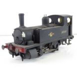 A finescale O gauge kitbuilt class B4 0-4-0 steam tank locomotive in BR weathered black livery