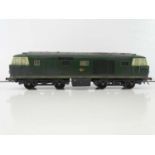 A finescale O gauge kitbuilt class 35 Hymek diesel locomotive in BR weathered two tone green