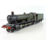 A finescale O gauge kitbuilt Hall class steam locomotive in GWR green "Bodinnick Hall" - G/VG in G