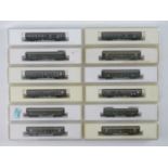 A mixed group of MARKLIN Z gauge coaches in German and Swiss green liveries - VG in G/VG boxes (12)