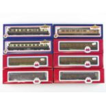 A group of BACHMANN and DAPOL OO gauge GWR, LMS and LNER coaches in various liveries - VG in G boxes