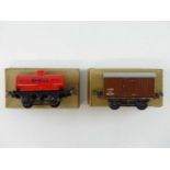 A pair of HORNBY O gauge early post war No.1 wagons comprising a Shell Petrol Tank wagon and an