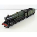 A finescale O gauge kitbuilt County class steam locomotive in BR green "County of Leicester" - G/