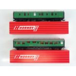 A pair of "HORNBY DUBLO neverwazzas" by COOPERTRAINS comprising passenger brake and buffet car Super