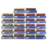 A group of HORNBY DUBLO OO gauge 3-rail coaches in original boxes - G/VG in F/G boxes (22)