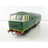 A finescale O gauge kitbuilt class 35 Hymek diesel locomotive in BR two tone green numbered D7064,