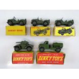 A group of DINKY military vehicles comprising a 643 Army Water Tanker, a 670 Armoured Car, and 3x