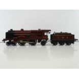 A HORNBY SERIES O gauge clockwork No.3 4-4-2 steam locomotive and tender in LMS maroon "Royal