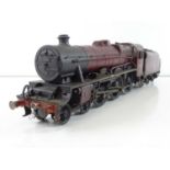 A finescale O gauge kitbuilt Jubilee class steam locomotive in LMS weathered maroon "Trafalgar" -