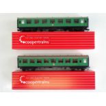 A pair of "HORNBY DUBLO neverwazzas" by COOPERTRAINS comprising 1st and 2nd class open Super