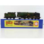 A HORNBY DUBLO 3235 OO gauge West Country class steam locomotive, converted with a 2-rail chassis,
