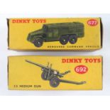 A DINKY 677 Armoured Command Vehicle together with a 692 5.5 Medium Gun - G in G boxes