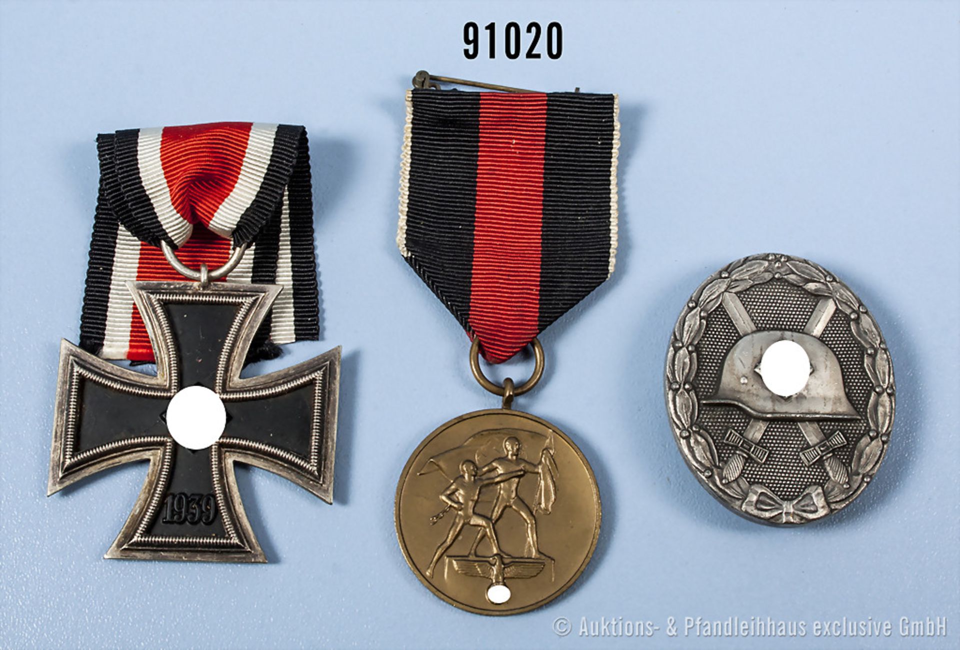 Konv. EK 2 1939, Anschlussmedaille Sudetenland und VWA in Silber, Zinkausführung,...