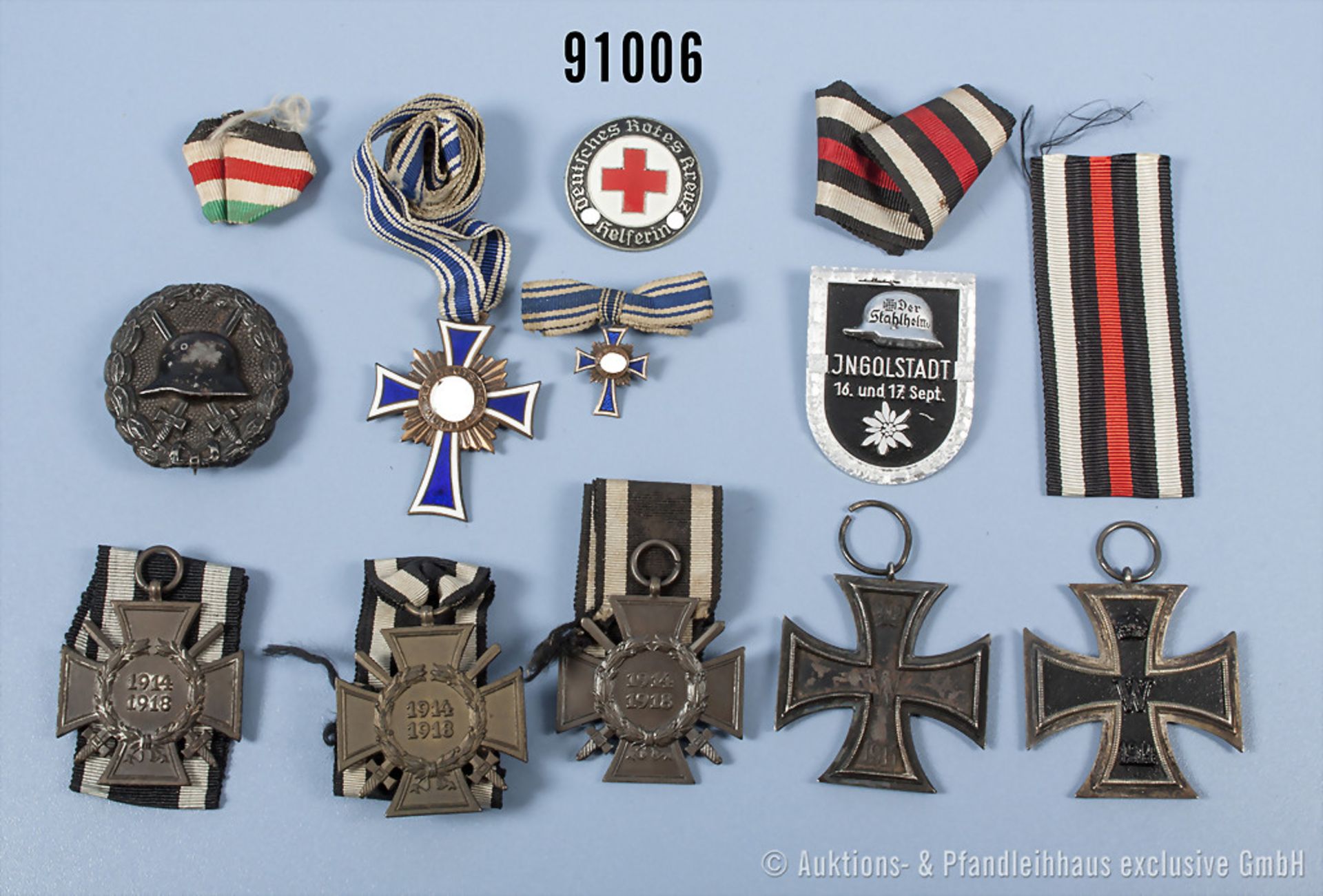 Konv. 2 EK 2 1914, 3 EKF, VWA in Schwarz, Mutterkreuz in Bronze mit dazugehöriger...