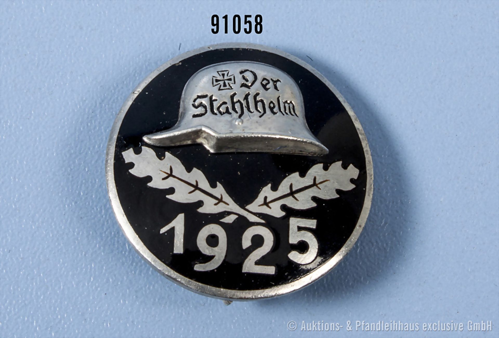 Stahlhelmbund Eintrittsabzeichen 1925, rückseitig Hersteller "STh" und "GES. GESCH."...