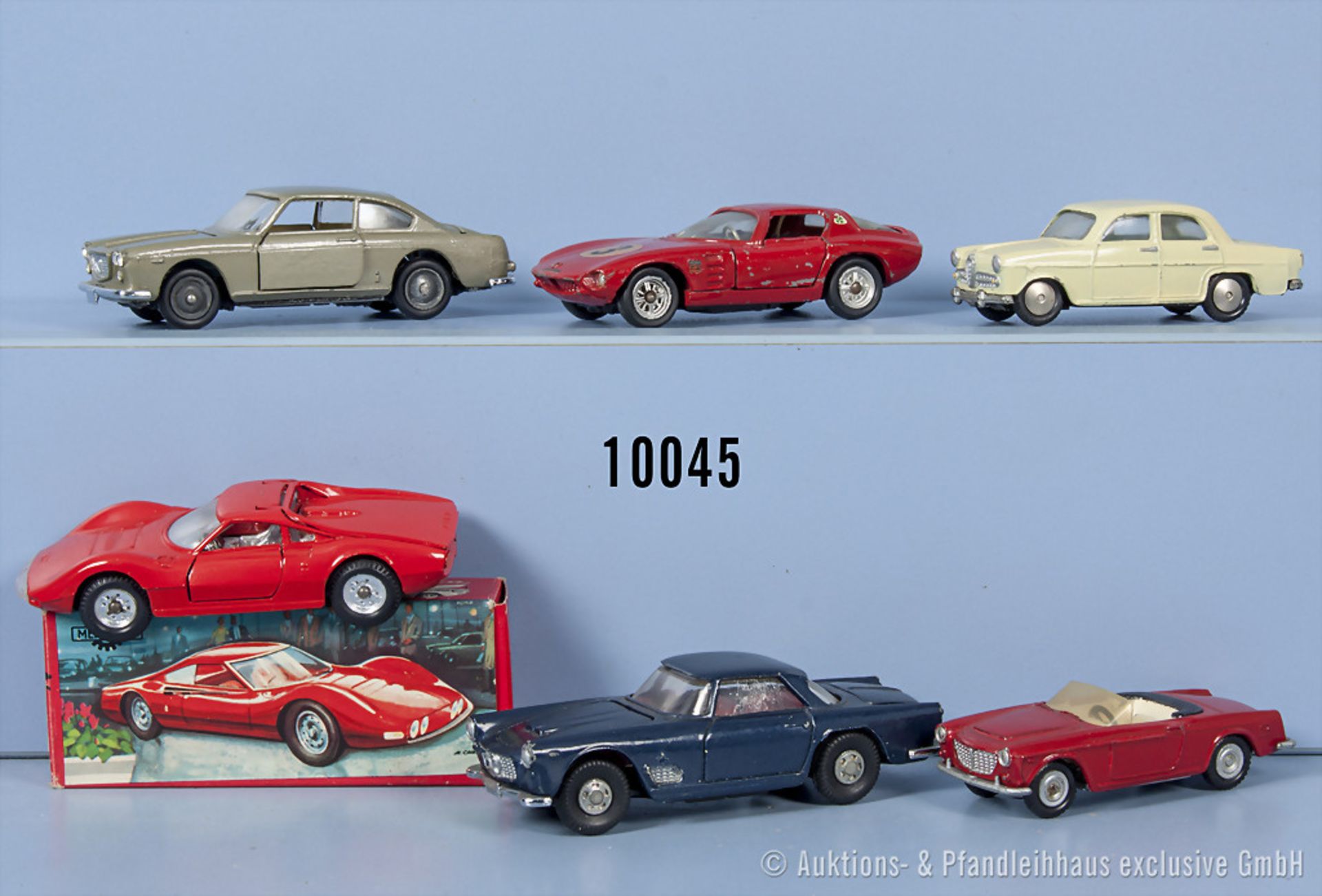 Konv. 6 Mercury Modellfahrzeuge, dabei Maserati 3500 GT, Flavia Coupé, Fiat 1500 usw., M ...