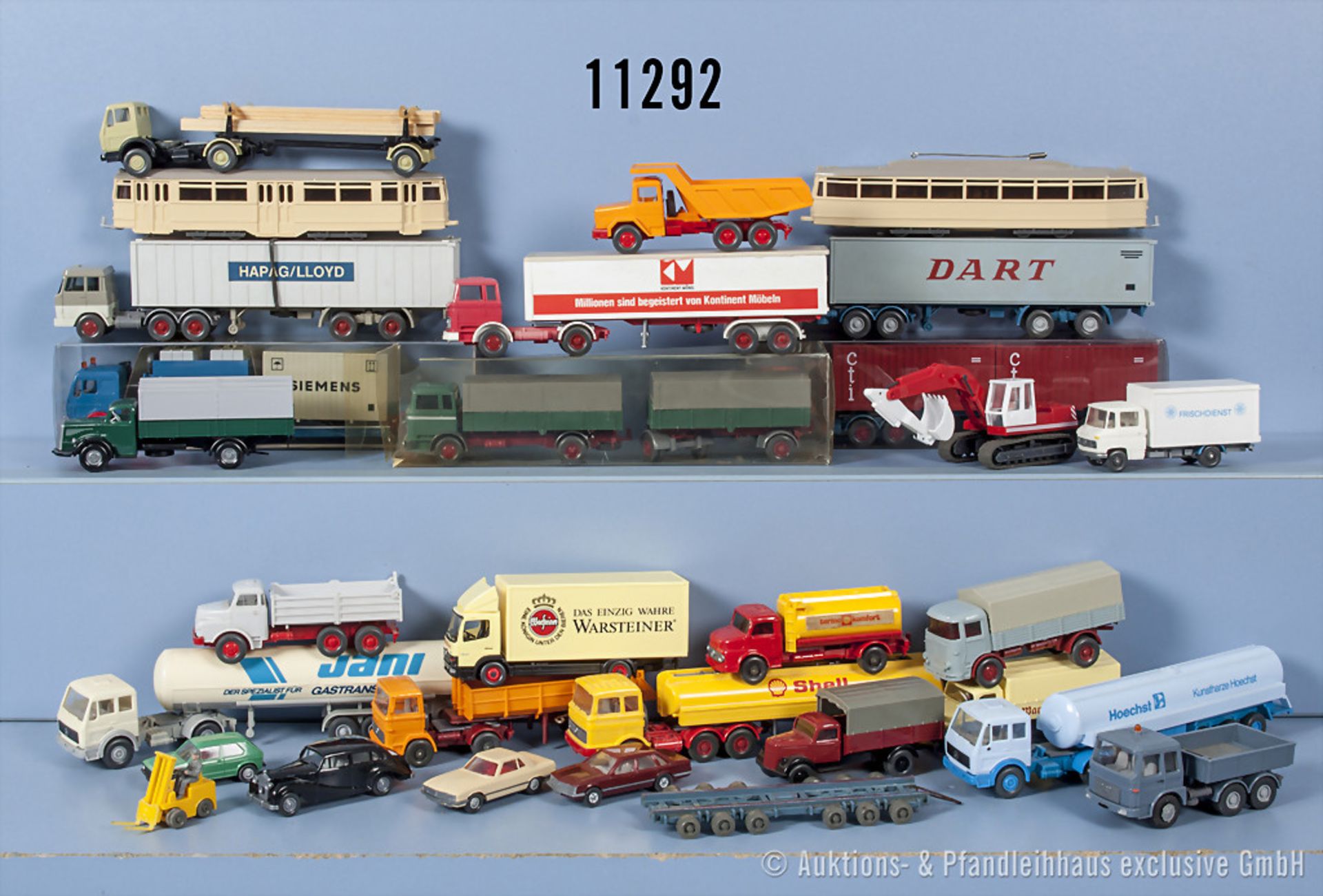Konv. 28 Wiking H0 Modellfahrzeuge, dabei Sattelzüge, Lastzüge, Oldtimer, Baufahrzeuge ...